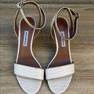 Tabitha Simmons Ivory Croc-Embossed Heels